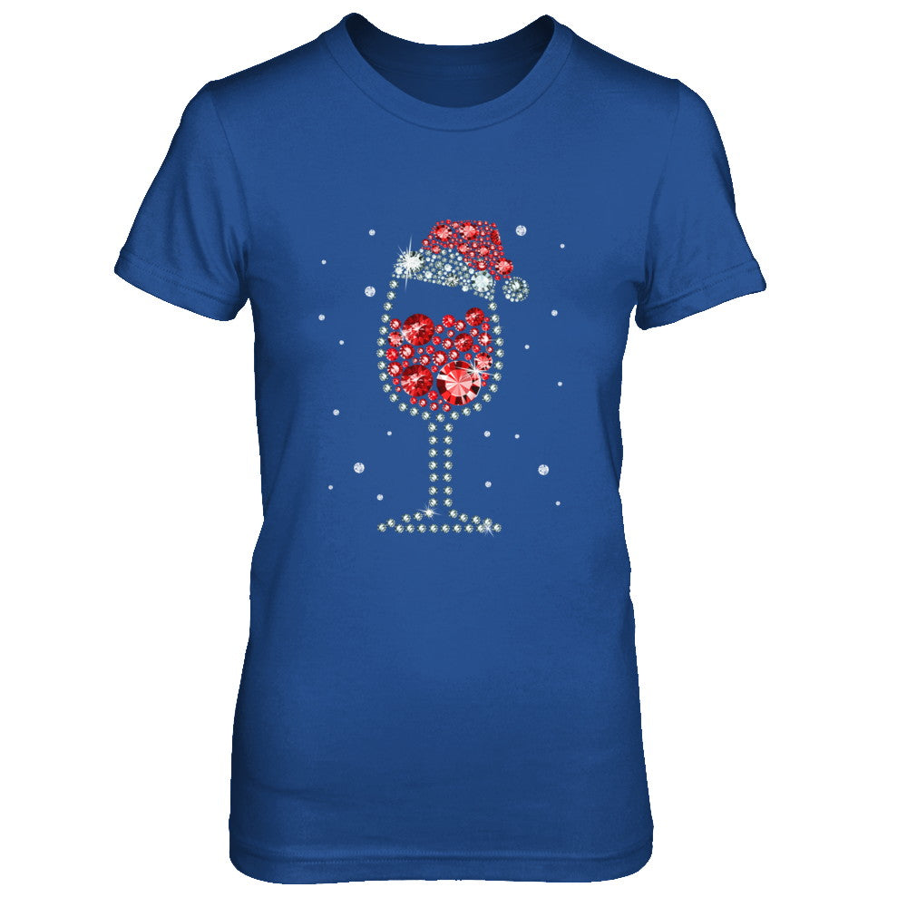 Diamond Wine Glasses Santa Hat Christmas T-Shirt & Sweatshirt | Teecentury.com