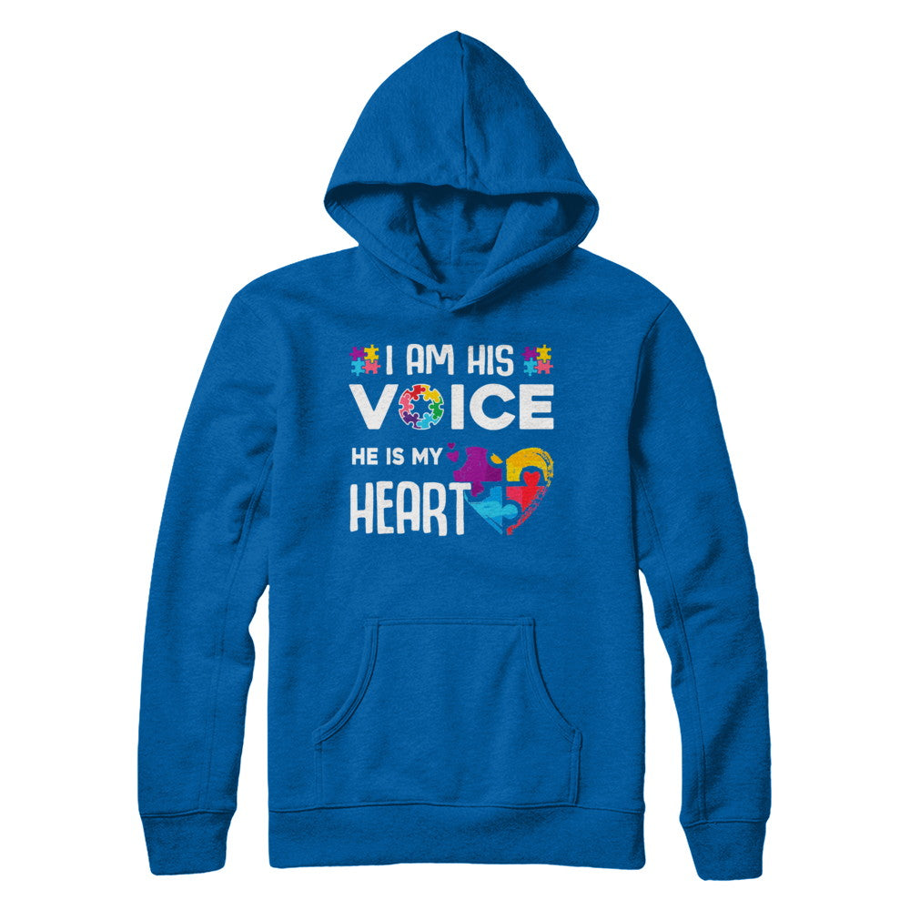 Autism Awareness I Am His Voice He Is My Heart Autism Mom T-Shirt & Hoodie | Teecentury.com