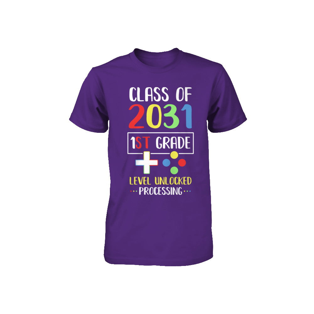 Class Of 2031 1st Grade Level Unlock Gaming Back Go School Youth Youth Shirt | Teecentury.com