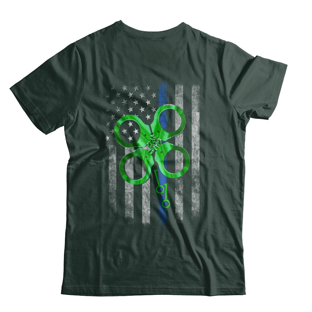 Thin Blue Line Happy St Patrick's Day Clover Police T-Shirt & Hoodie | Teecentury.com