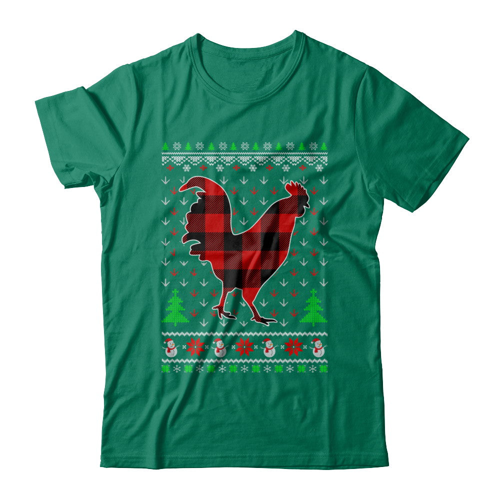 Funny Holiday Chicken Buffalo Plaid Ugly Christmas Sweater T-Shirt & Sweatshirt | Teecentury.com