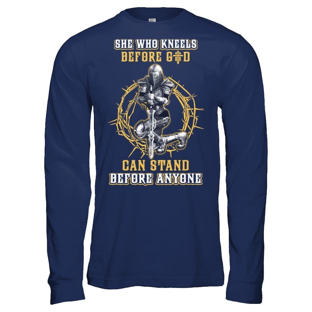 Knight Templar She Who Kneels Before God Can Stand Before Anyone T-Shirt & Hoodie | Teecentury.com