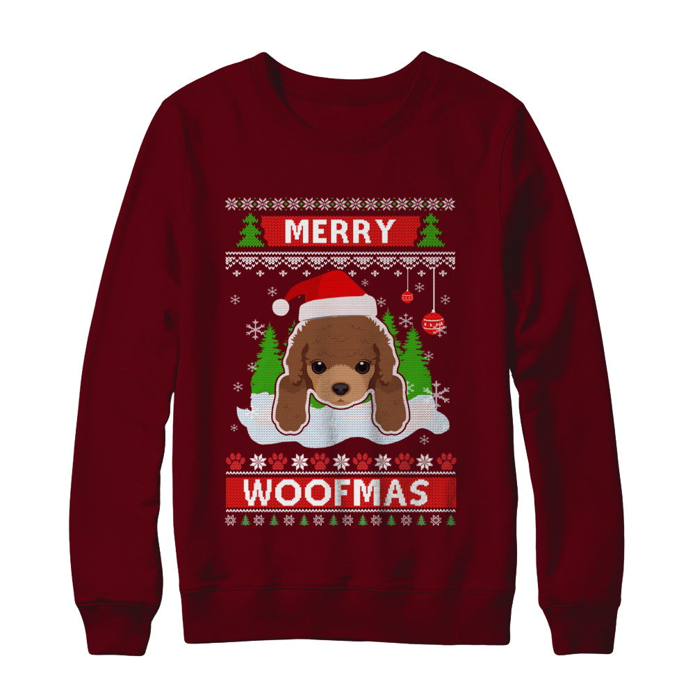Poodle Merry Woofmas Ugly Christmas Sweater T-Shirt & Sweatshirt | Teecentury.com