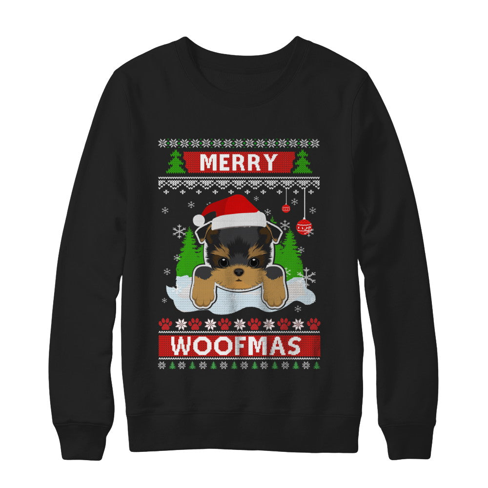 Yorkie Merry Woofmas Ugly Christmas Sweater T-Shirt & Sweatshirt | Teecentury.com