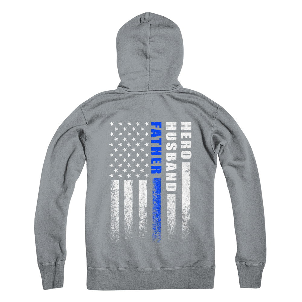 Police Thin Blue Line Husband Daddy Hero Fathers Day Gift T-Shirt & Hoodie | Teecentury.com