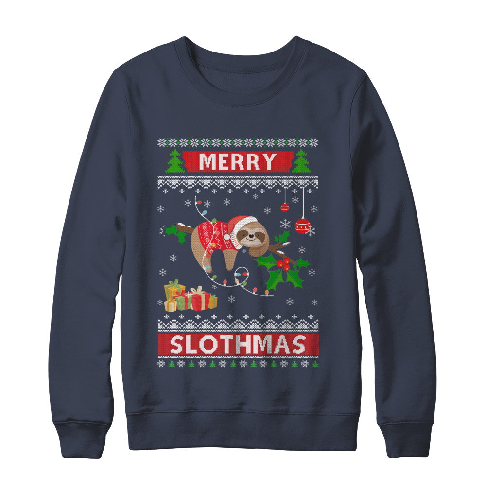 Merry Slothmas Funny Sloth Ugly Christmas Sweater T-Shirt & Sweatshirt | Teecentury.com