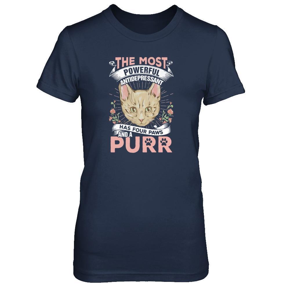 The Most Powerful Antidepressant Has Four Paws And A Purr T-Shirt & Tank Top | Teecentury.com