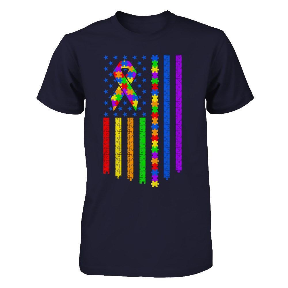 Autism Awarenes American Flag T-Shirt & Hoodie | Teecentury.com