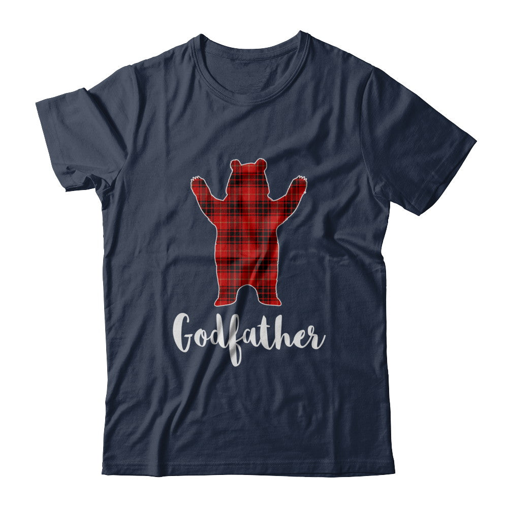Red Godfather Bear Buffalo Plaid Family Christmas Pajamas T-Shirt & Sweatshirt | Teecentury.com