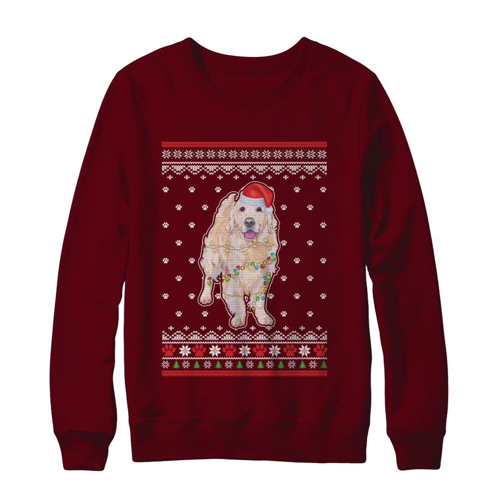 Golden Retriever Christmas Ugly Sweater Lights Dog Xmas Gift T-Shirt & Sweatshirt | Teecentury.com