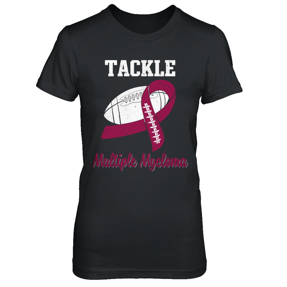 Football Survivor Tackle Burgundy Multiple Myeloma Awareness T-Shirt & Hoodie | Teecentury.com