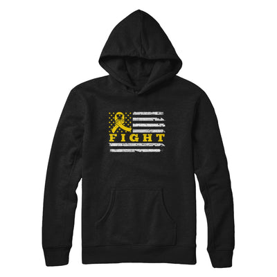 Fight Gold Yellow Ribbon US Flag Childhood Cancer Awareness T-Shirt & Hoodie | Teecentury.com