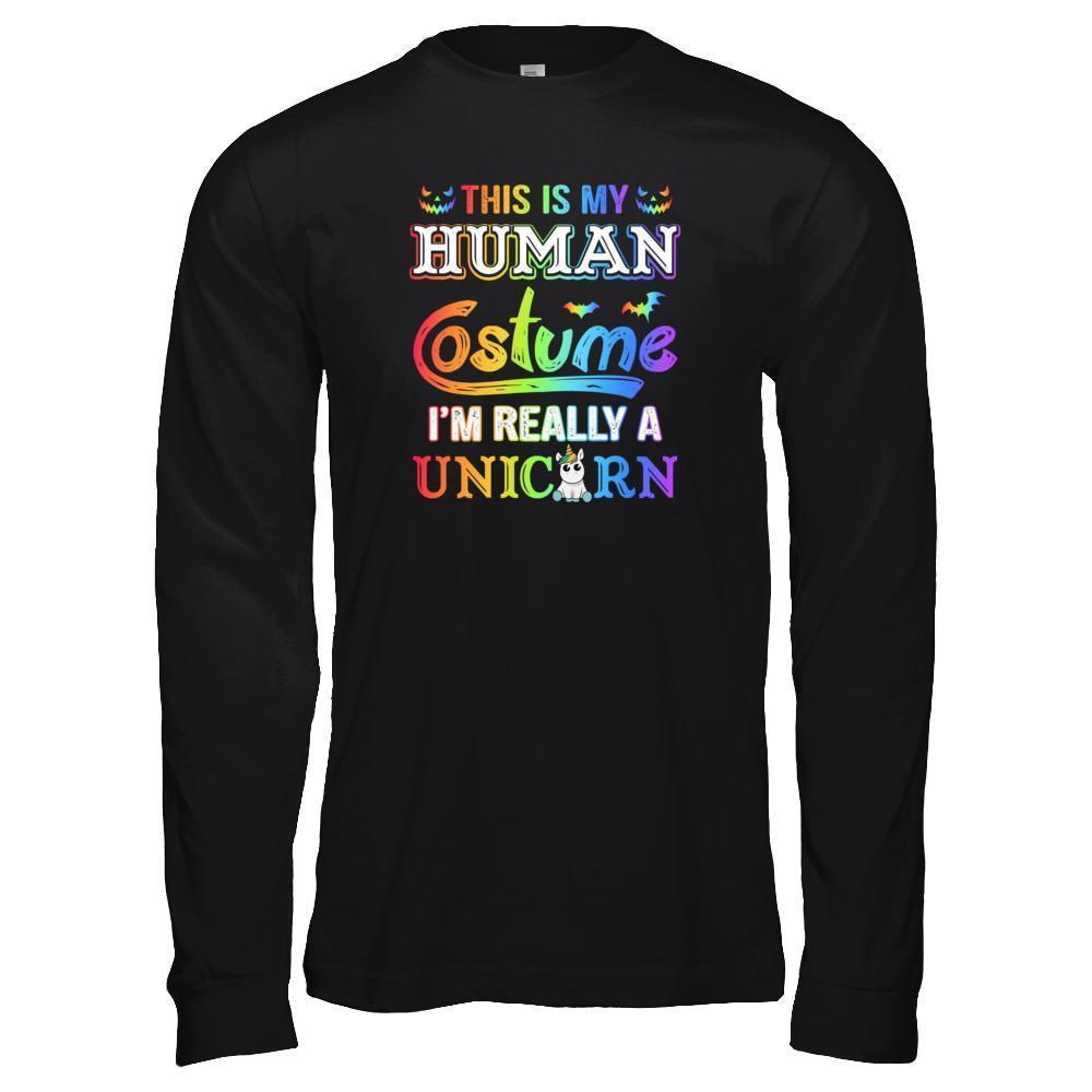 Halloween This Is My Human Costume I'm Really A Unicorn T-Shirt & Tank Top | Teecentury.com