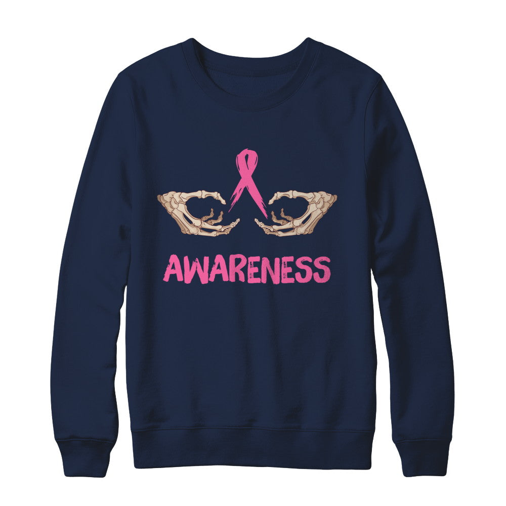 Breast Cancer Skeleton Hand Scary Halloween T-Shirt & Sweatshirt | Teecentury.com