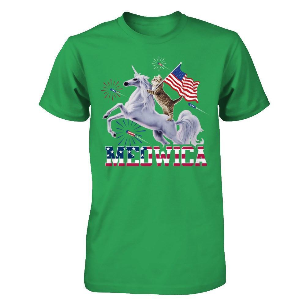 Meowica 4Th Of July Funny Cat On Unicorn Independence T-Shirt & Hoodie | Teecentury.com
