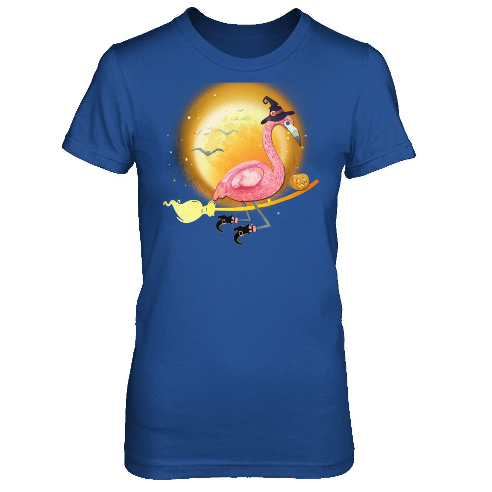 Funny Halloween Flamingo Witch Broom Scary T-Shirt & Hoodie | Teecentury.com