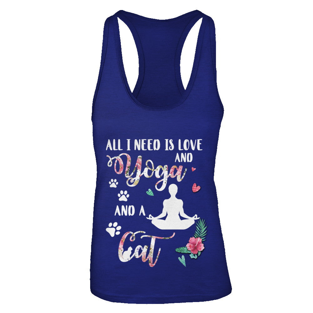 All I Need Is Love And Yoga And A Cat T-Shirt & Tank Top | Teecentury.com