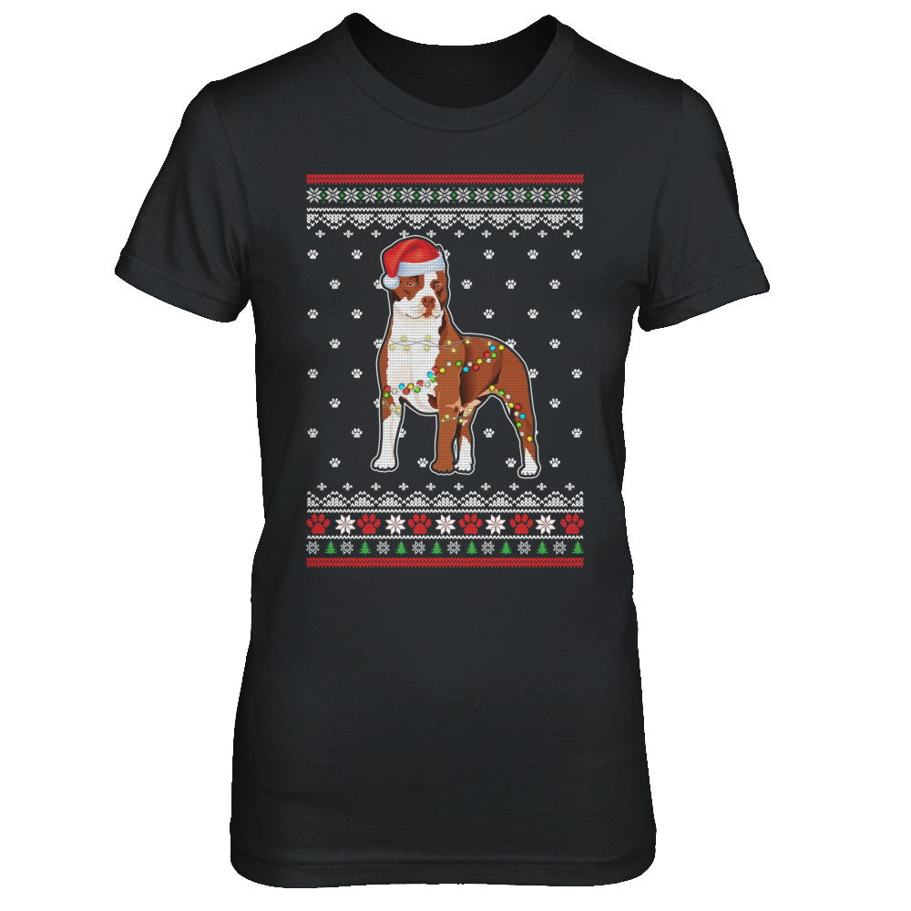 Pitbull Christmas Ugly Sweater Lights Dog Xmas Gift T-Shirt & Sweatshirt | Teecentury.com