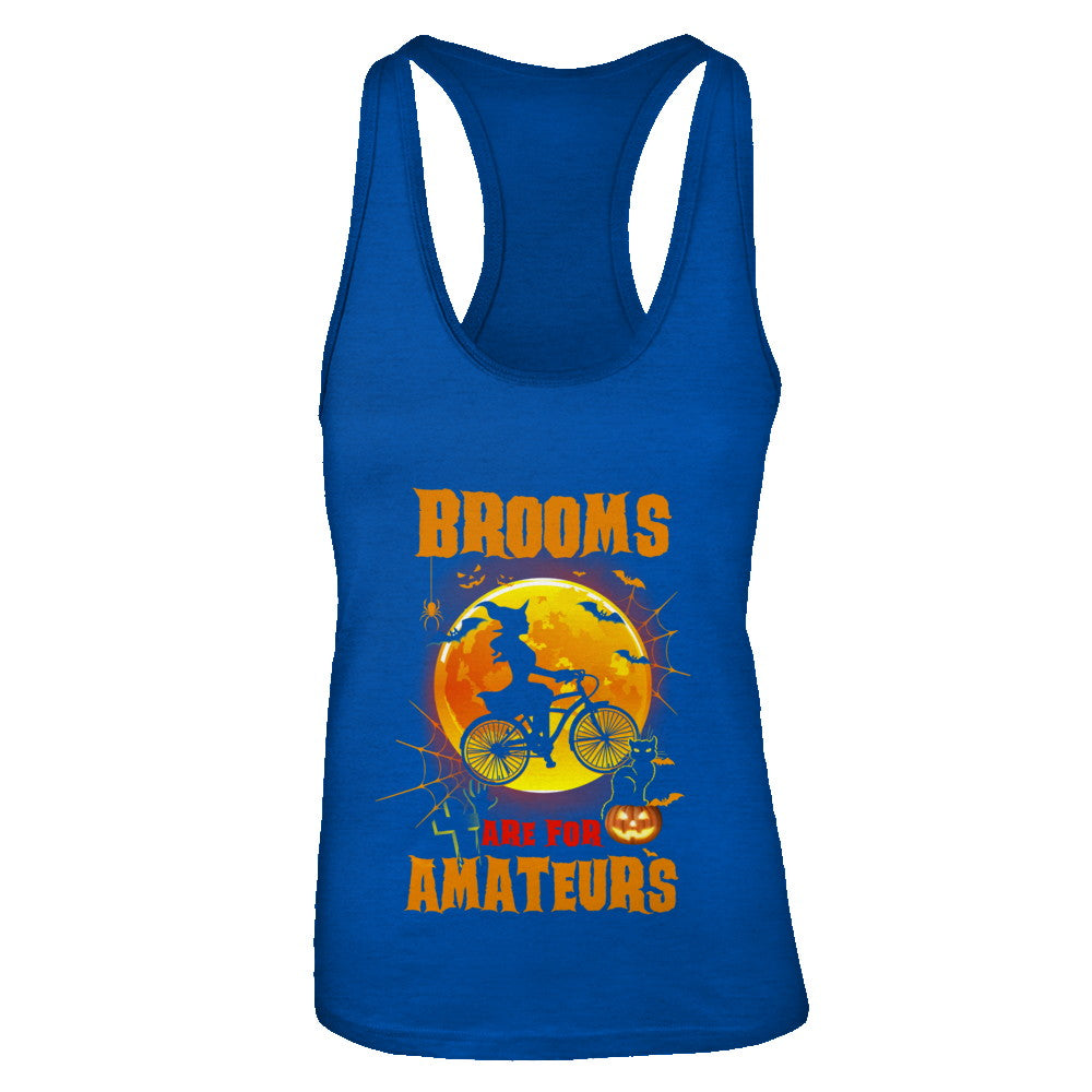 Brooms Are For Amateurs Funny Halloween Bicycle T-Shirt & Tank Top | Teecentury.com