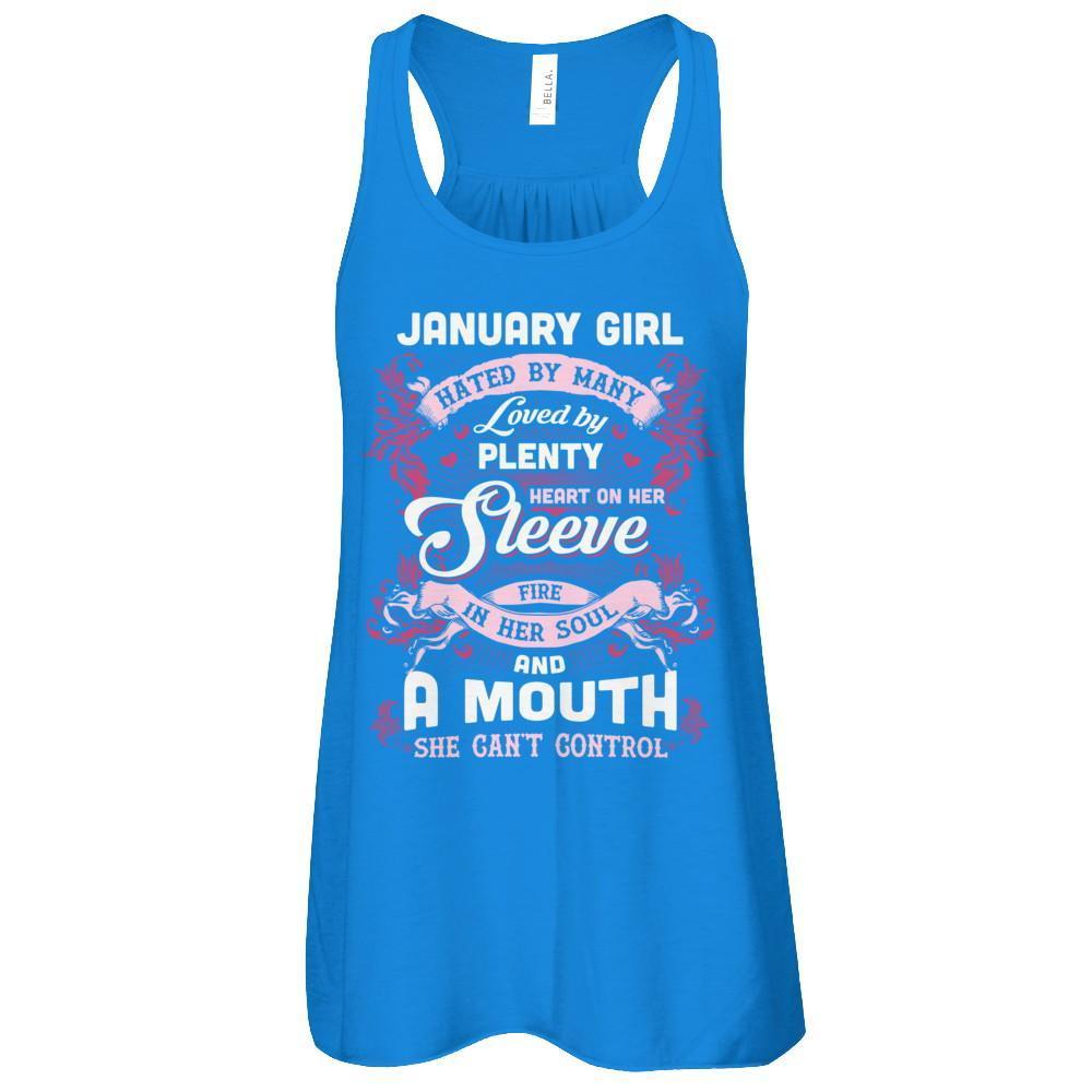 January Girl Hated By Many Loved By Plenty Heart On Her Sleeve T-Shirt & Tank Top | Teecentury.com