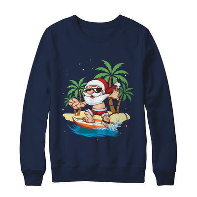 Funny Santa Surfing Hawaiian Summer Christmas T-Shirt & Sweatshirt | Teecentury.com