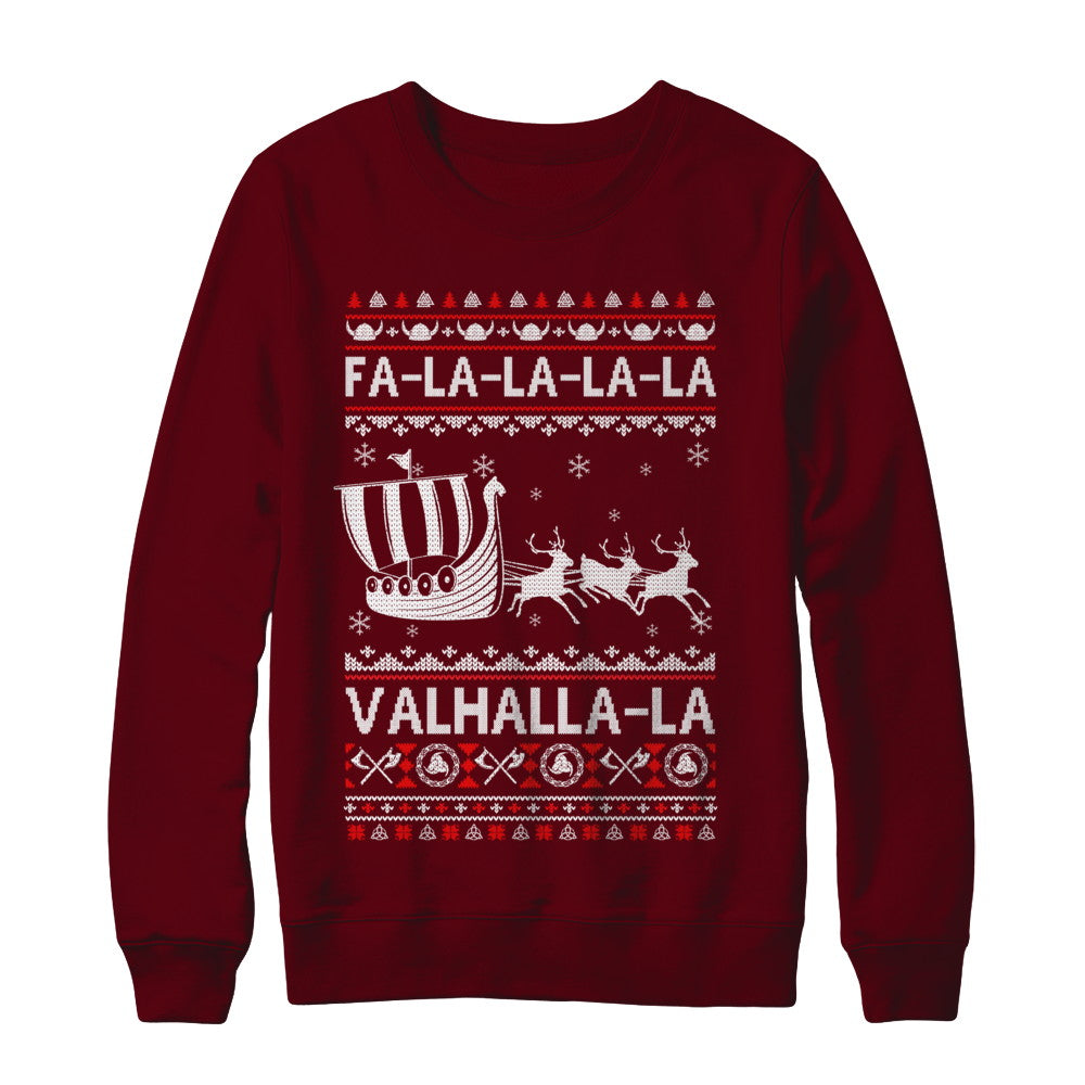 Fa La La Valhalla Viking Ship Ugly Christmas Sweater T-Shirt & Sweatshirt | Teecentury.com