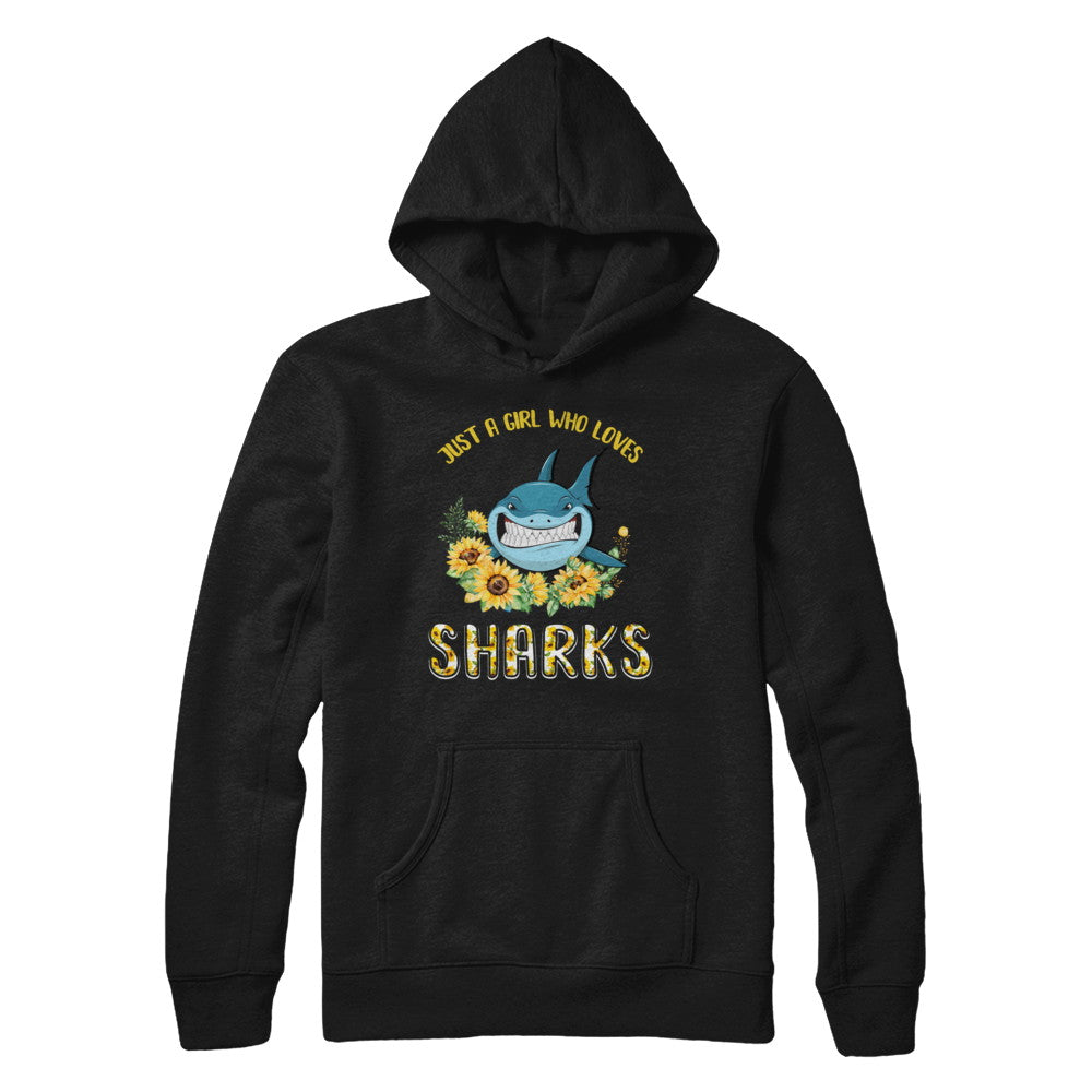 Just A Girl Who Loves Sharks And Sunflowers T-Shirt & Hoodie | Teecentury.com