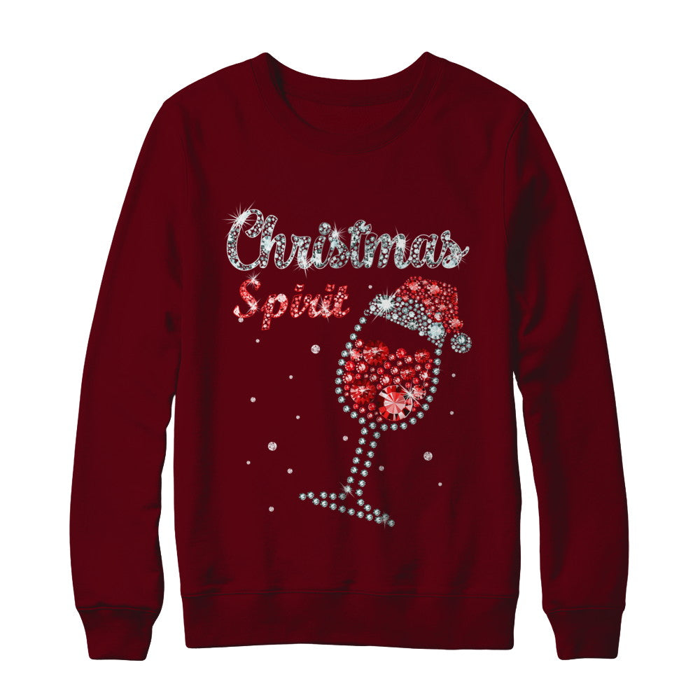 Diamond Christmas Spirit Santa Hat Wine Glass T-Shirt & Sweatshirt | Teecentury.com
