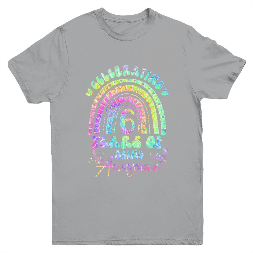6 Years Of Being Awesome 6th Birthday Girl Tie Dye Youth Shirt | teecentury
