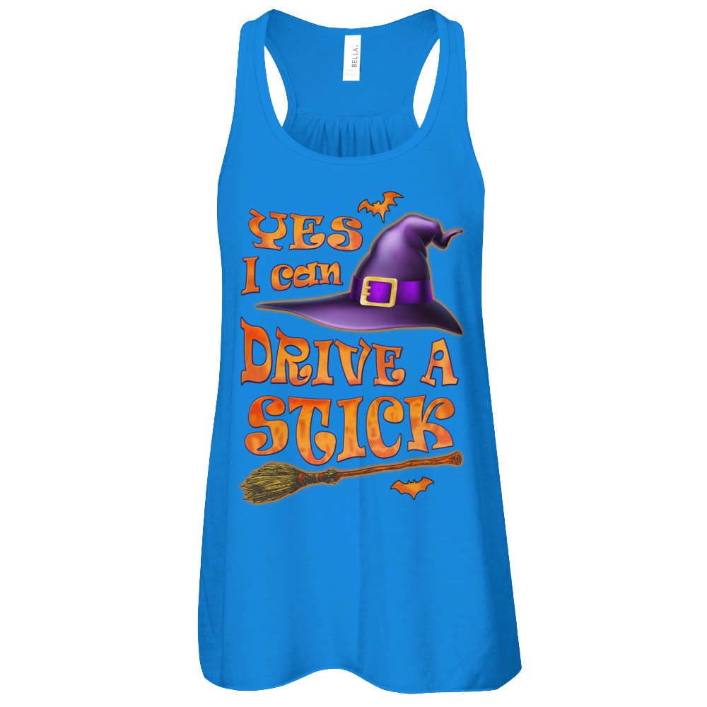 Yes I Can Drive A Stick Funny Halloween Witch Broom T-Shirt & Tank Top | Teecentury.com