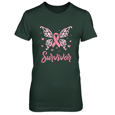 Pink Ribbon Butterfly Breast Cancer Survivor T-Shirt & Hoodie | Teecentury.com