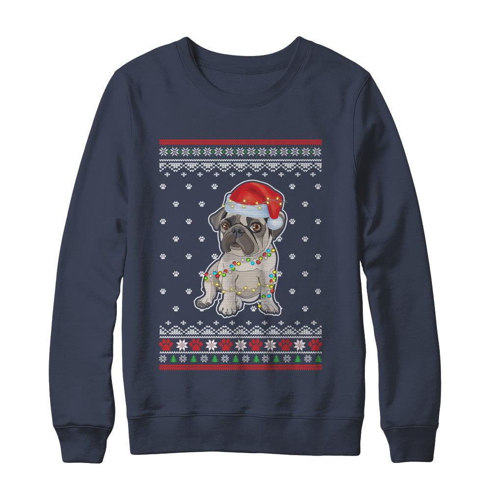 Pug Christmas Ugly Sweater Lights Dog Xmas Gift T-Shirt & Sweatshirt | Teecentury.com