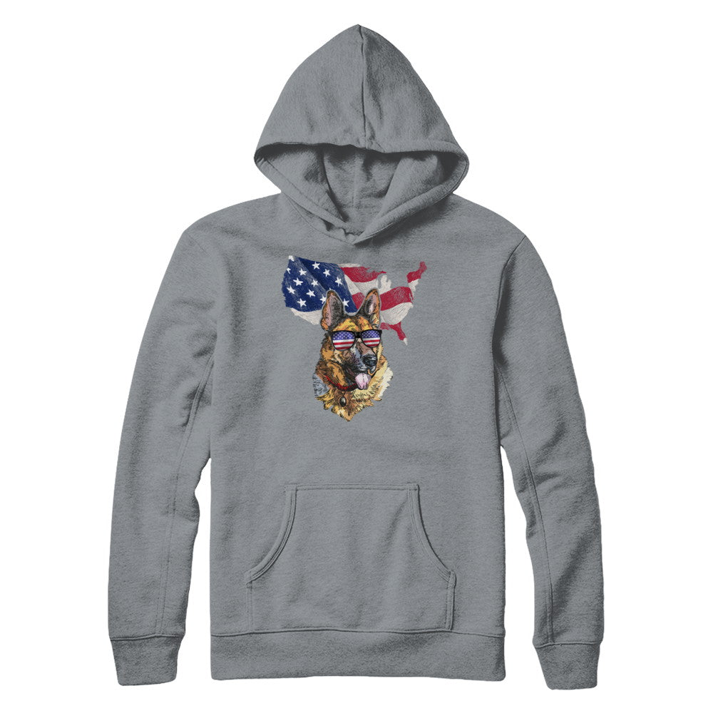 Funny Patriot German Shepherd Dog 4Th Of July American Flag T-Shirt & Hoodie | Teecentury.com