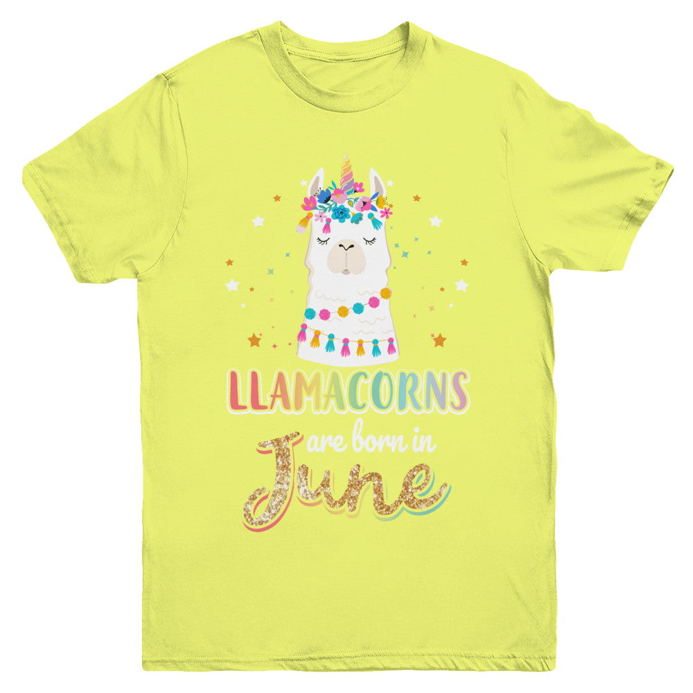 Llama Unicorn Llamacorns Born In June Birthday Gift Youth Youth Shirt | Teecentury.com