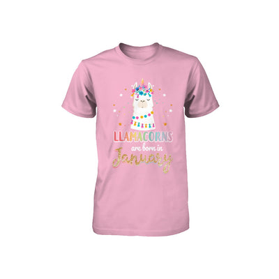 Llama Unicorn Llamacorns Born In January Birthday Gift Youth Youth Shirt | Teecentury.com