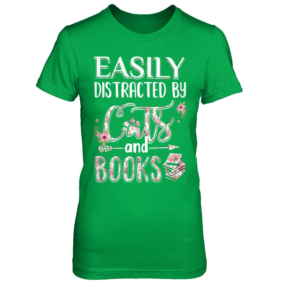 Easily Distracted By Cats And Books T-Shirt & Hoodie | Teecentury.com