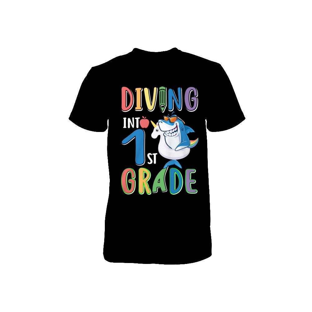 Diving Into 1st Grade Back To School Shark Youth Youth Shirt | Teecentury.com