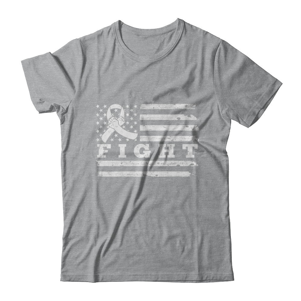 Fight Clear Ribbon US Flag Lung Cancer Awareness T-Shirt & Hoodie | Teecentury.com