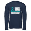 Teal Ribbon Ovarian Cancer Awareness US Flag T-Shirt & Hoodie | Teecentury.com