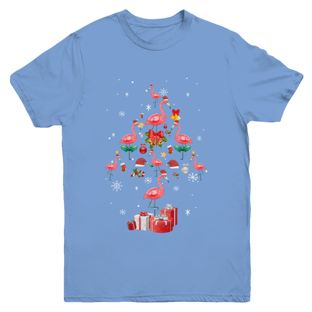 Santa Flamingo Christmas Tree Gift Youth Youth Shirt | Teecentury.com