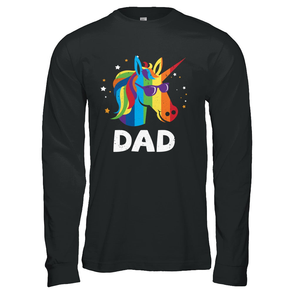 LGBT Pride Lesbian Gay Proud Dad Unicorn T-Shirt & Hoodie | Teecentury.com