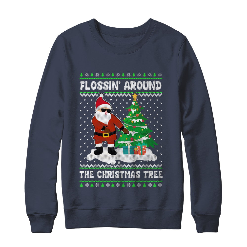 Flossin' Around The Christmas Tree Flossing Ugly Sweater T-Shirt & Sweatshirt | Teecentury.com