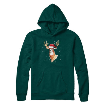 Christmas Pajama Deer With Santa Hat Hunting Hunter T-Shirt & Sweatshirt | Teecentury.com