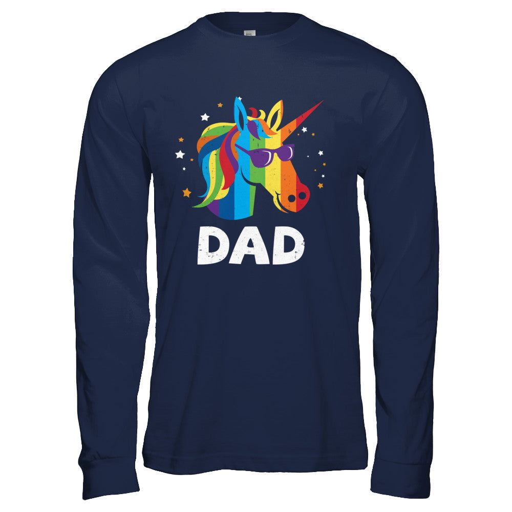 LGBT Pride Lesbian Gay Proud Dad Unicorn T-Shirt & Hoodie | Teecentury.com