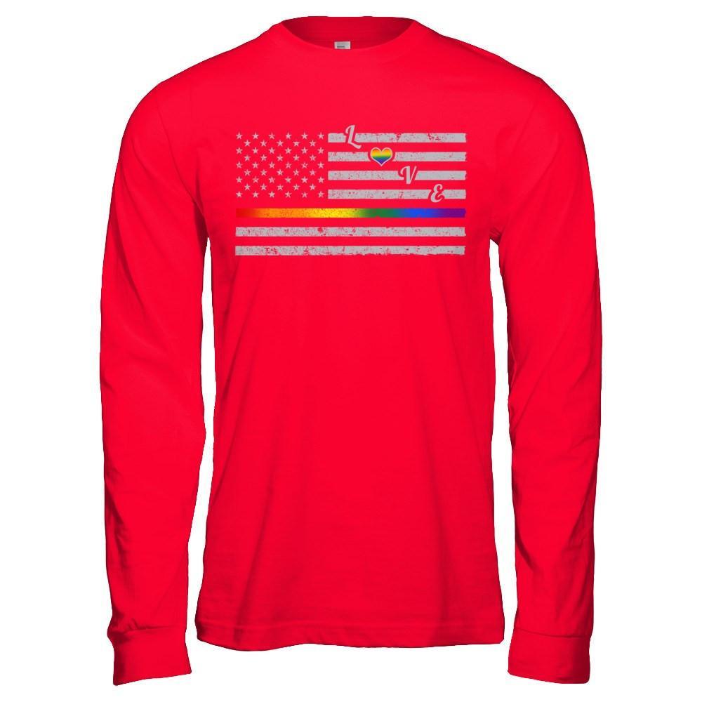 Love Rainbow Heart Flag Lesbian Gay Pride Lgbt T-Shirt & Hoodie | Teecentury.com