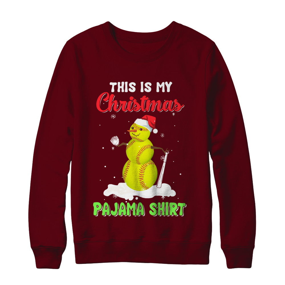 This Is My Christmas Pajama Xmas Snowman Softball T-Shirt & Sweatshirt | Teecentury.com