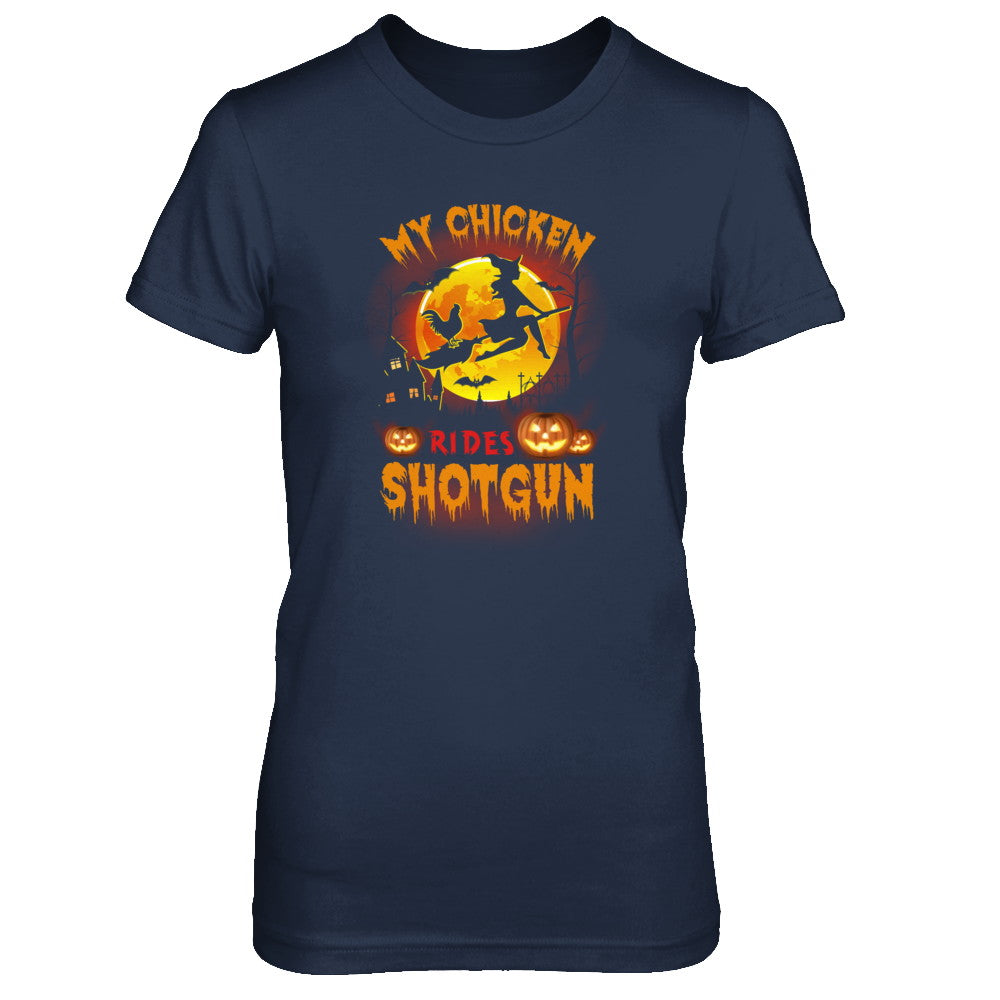My Chicken Rides Shotgun Halloween Chicken T-Shirt & Tank Top | Teecentury.com