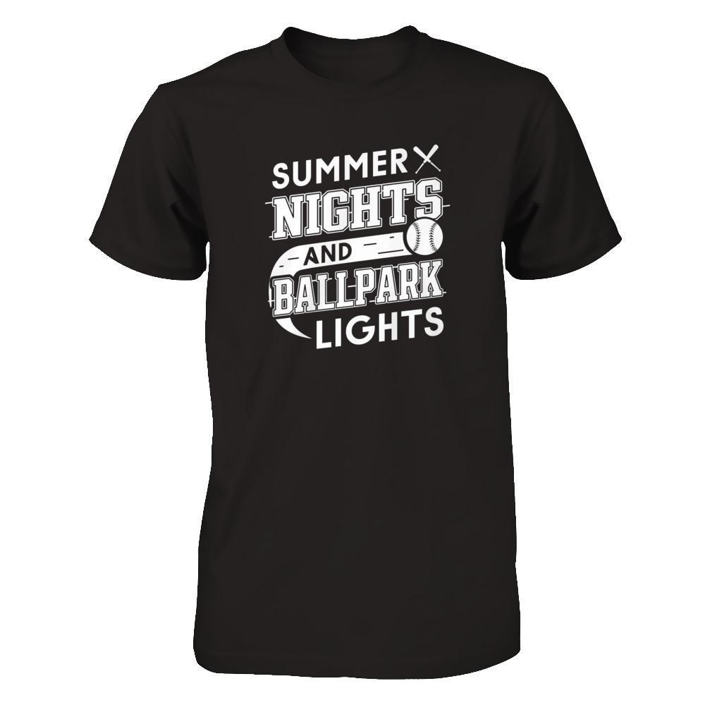 Summer Nights Ballpark Lights Baseballs T-Shirt & Hoodie | Teecentury.com