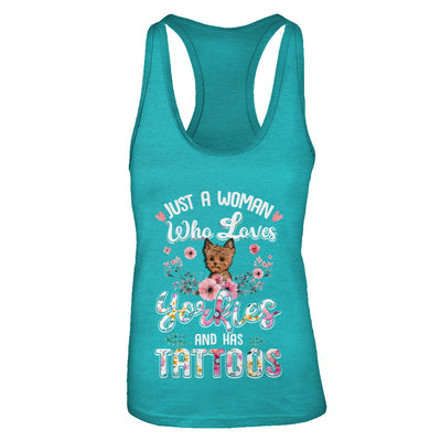 Just A Woman Who Loves Yorkies And Has Tattoos T-Shirt & Tank Top | Teecentury.com