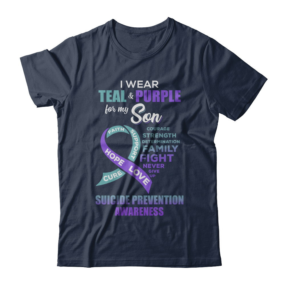 Suicide Prevention Awareness I Wear Teal Purple For My Son T-Shirt & Hoodie | Teecentury.com